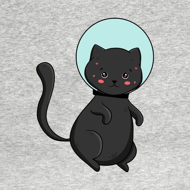 Black cat in cute cartoon style. by Ermekbaeva